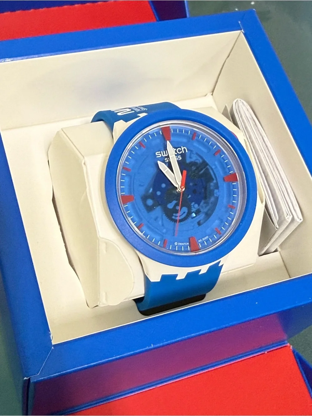 Swatch 47mm Space Collection Jumpsuit Quartz Blue SB03Z100 Watch Brand New